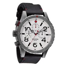 Nixon 48-20 Chrono Leather (Gunmetal/White) es