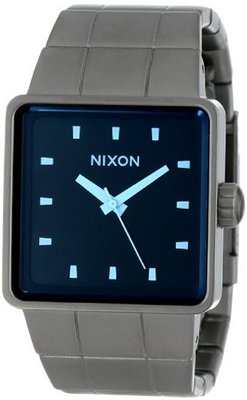 Nixon A0131427 Quatro Gunmetal / Blue Crystal Dial Gunmetal Steel Band  NEW
