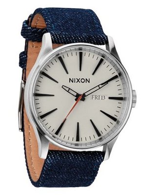 Nixon Sentry Cream Dial Denim Strap A1051540