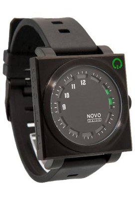 Novo the UNKNOWN Black and Black Unique square case 1 black dial black poly strap