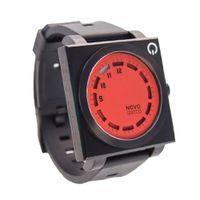 Novo the UNKNOWN Red and Black Square Face with Black Rubber Strap