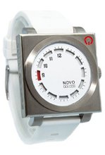 Novo the UNKNOWN Silver and White Square Face 1 White Dial White Poly Strap