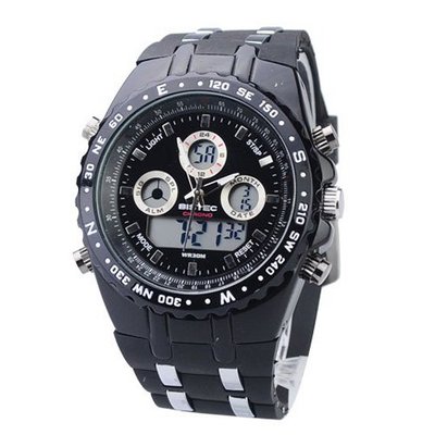 Bistec Waterproof Sport With Dual Time/Stop/Week/Alarm/Calendar/EL Backlight - Black/Gold