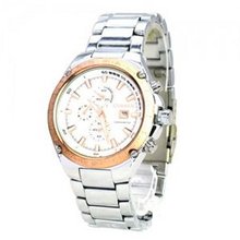 CURREN Quartz Movement Chronometer with Calendar/Round Dial/Metal Band/Waterproof-Rose golden dial
