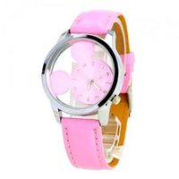 Cute Lovely with Transparent Round Dial Quartz Movement-Pink dial