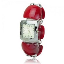 Elegant Graceful Plastic Band Quartz Movement Bracelet Wrist - Red