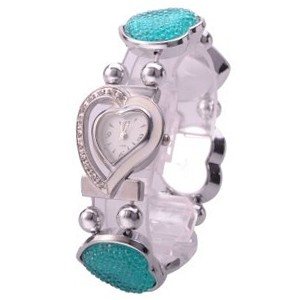 Elegant Graceful Rhinestone Stainless Steel Quartz Movement Bracelet Wrist - Green