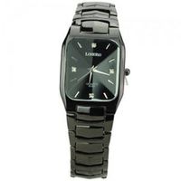 Elegant Metal Band Square Dial Quartz Movement with Waterproof and Stainless Steel Back-Black