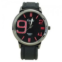 Elegant Quartz Movement Bright Color Graduation of Scale with Soft Silicone Band-Red scale