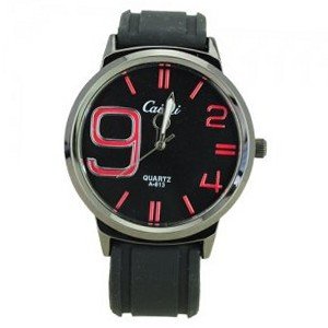 Elegant Quartz Movement Bright Color Graduation of Scale with Soft Silicone Band-Red scale