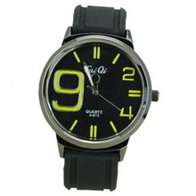 Elegant Quartz Movement Bright Color Graduation of Scale with Soft Silicone Band-Yellow scale