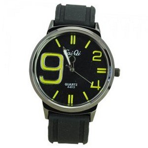 Elegant Quartz Movement Bright Color Graduation of Scale with Soft Silicone Band-Yellow scale