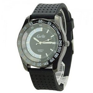 Elegant Soft Silicone Band Red Scale Tachymeter Round Dial Quaretz Movement -White band