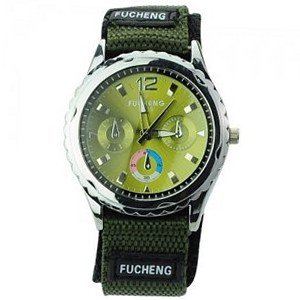 Elegant Woven Band Round Dial Quartz Movement Embedded Round Dials-Grass green