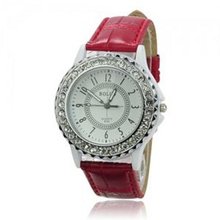 Fashionable Round Dial Rhinestone Inlaid Quartz