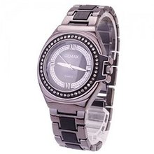 GEMAX6211 Low Profile Luxury Round Dial Tungsten Steel Black  Quartz Crystal Bezel Waterproof