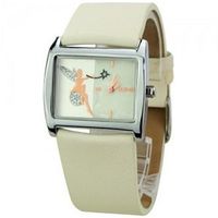 Graceful Soft PU Leather Band Square Dial Quartz Movement with Waterproof and Stainless Steel-White
