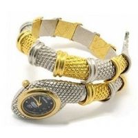 Ingenuity Fashionable Gold & Silver Snake Style Bracelet for - Black dial