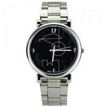 MIKE Stylish fashion Stainless Steel Waterproof Quartz Movement Simple Design Wrist - Black Dial