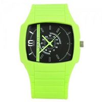 Simple Quartz Movement with Square Dial/PU Leather Band-Green