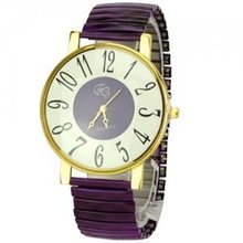Simple Round Dial Big Scale Quartz Movement -Purple