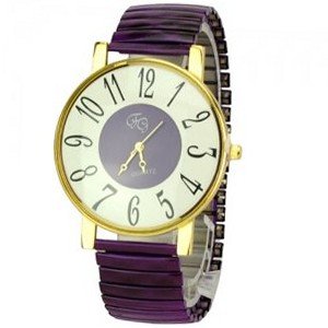 Simple Round Dial Big Scale Quartz Movement -Purple