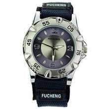 Simple Round Dial Quartz Movement with Woven Band-Purple dial and black band