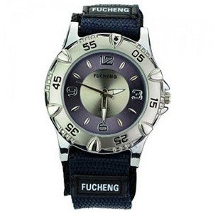 Simple Round Dial Quartz Movement with Woven Band-Purple dial and black band