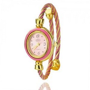 Stylye Round Dial Metal Bracelet Band Quartz Movement Wrist - Pink