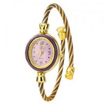 Stylye Round Dial Metal Bracelet Band Quartz Movement Wrist - Purple