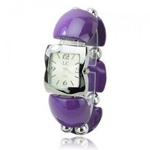 uNumaro Elegant Graceful Plastic Band Quartz Movement Bracelet Wrist - Purple 