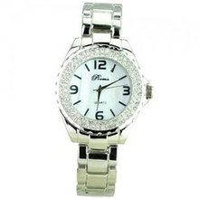 uNumaro Woman Beautiful Crystal Rhinestones Quartz Movement with Round Dial-Silvery 