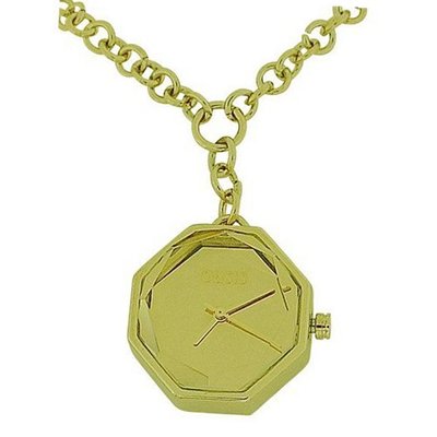 Oasis Analogue Hexagonal Gold Tone Metal Faceted Ladies Pendant BV36.80OG
