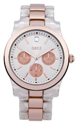 Oasis B1372 Ladies White and Rose Gold Plastic Bracelet