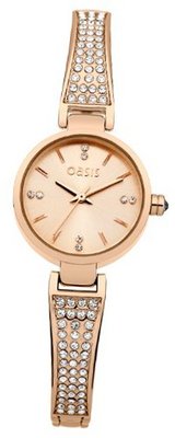 Oasis B1400 Ladies Rose Gold Stone Set Bangle