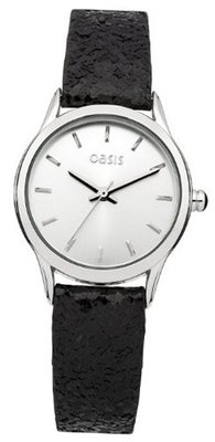Oasis B1406 Ladies Silver and Black Glitter Strap