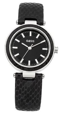 Oasis B1425 Ladies All Black Snake Strap