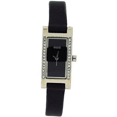 Oasis Ladies Analogue Black Strap , Mirror & Bow Keyring Gift Set B634
