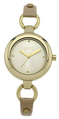 Oasis Quartz with Gold Dial Analogue Display and Brown Leather Strap B1097