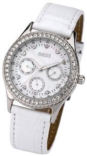 Oasis Quartz with Mother of Pearl Dial Analogue Display and White Plastic or PU Strap B278