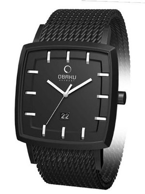 Obaku Harmony 40mm Wide Quartz with Black Mesh Bracelet V134GBBMB