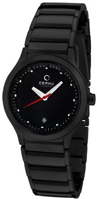 Obaku Harmony Black Dial Black IP Stainless Steel Ladies V115LBBSB