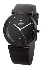 Obaku Unisex V137UBBRB Black Leather Quartz with Black Dial
