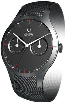 Obaku V100GBBMB Black Stainless-Steel Quartz with Black Dial