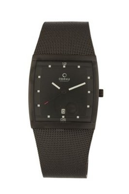 Obaku V102GBBMB 34mm Black Dial Rectangular Stainless Steel