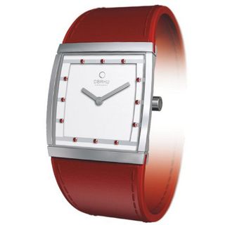 Obaku V102LCCRR 27mm Rectangular Red Leather