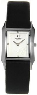 Obaku V107LCIRB Black Leather Quartz with White Dial