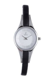 Obaku V110LCIRB Slim Black Leather Round