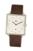 Obaku V116UCIRN Square Brown Leather Date