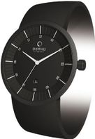 Obaku V121GBBVB Black Leather Quartz with Black Dial